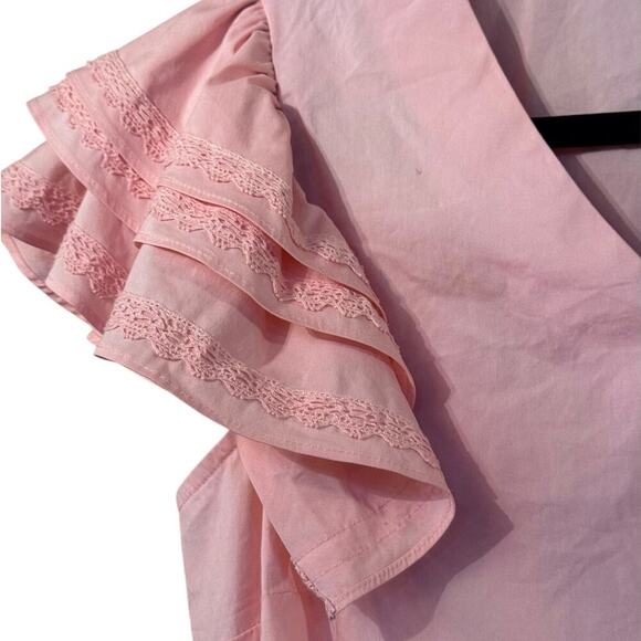 Moelleux flutter ruffle lace sleeve v-neck Pink M feminine girly Victorian - Picture 3 of 7